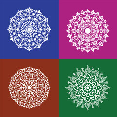 Ornamental set of white Luxury Geometric Mandala design
