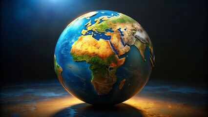 Fototapeta premium Earth Globe on Black Background - Sustainable Planet Concept Stock Photo