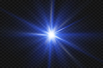 Flash of star and light rays of light.