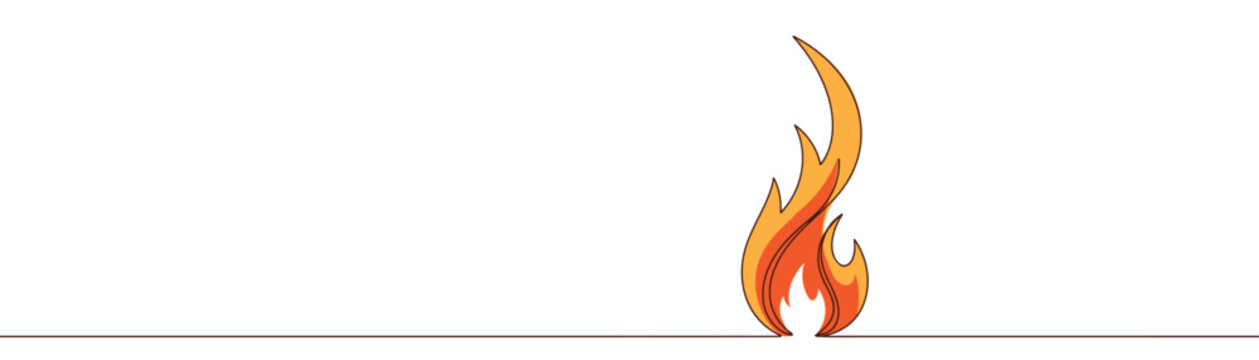 recommend clip art: Continuous drawing of fire in one line. Fire flame one line art vector illustration