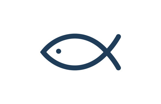 Christian fish symbol. Jesus fish icon religious sign. God Christ logo illustration