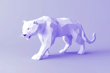 Obraz premium Stylized white jaguar in geometric design on soft purple background