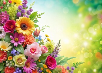 Fototapeta premium Elegant Floral Background PNG: Delicate Blooms & Copy Space for Text