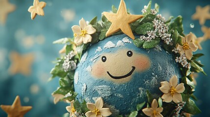 Playful 3D Earth Celebrating Nature and Sustainability