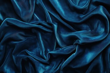 Obraz premium Luxurious teal velvet fabric draped in soft folds. Rich texture and deep color create an elegant backdrop.