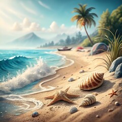 blurred background of a beach