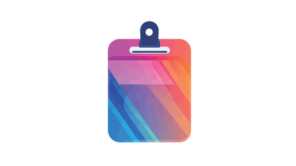 Obraz premium The image is a digital illustration of a clipboard icon. The clipboard is depicted as a rectangular shape with rounded corners, rendered in a vibrant gradient of colors including pinks, purples,