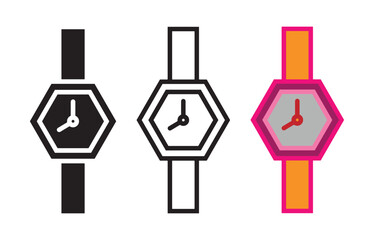 Three Variations of a Hexagonal Wristwatch Icon