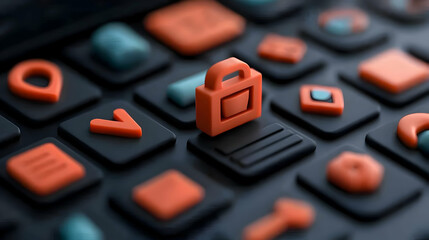 Cybersecurity Data Protection Digital Lock 3D Render