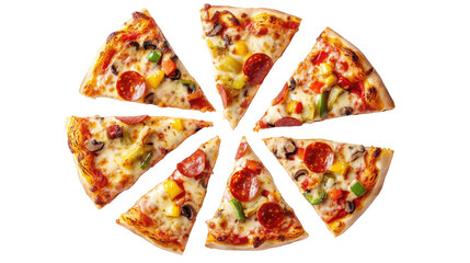 Classic Pepperoni Pizza Slices isolated on Transparent Background