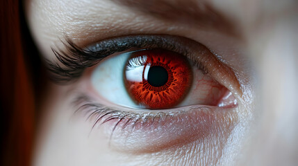Close Up of a Woman's Red Eye with Intricate Details