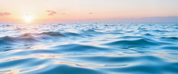 Fototapeta premium Calm ocean waves at sunrise reflecting soft pastel colors, tranquility