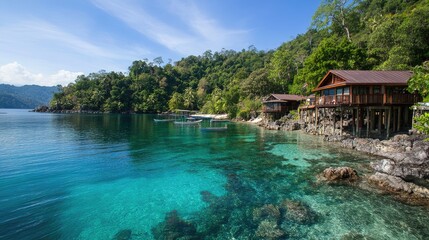 Tropical Getaway: Luxurious Overwater Bungalows in a Secluded Bay