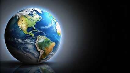 Fototapeta premium Black and White Earth Globe Clipart: Right-Aligned with Copy Space