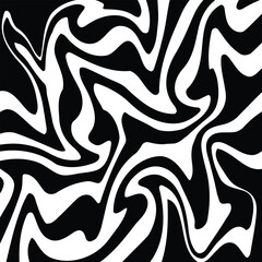 Abstract Black and White Fluid Marble Pattern – Modern Optical Illusion Design - Liquid