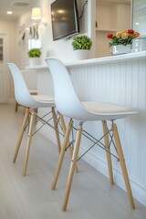 Modern white kitchen bar stools