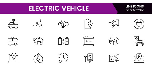 Electric cars and eco transport. Electric bus, truck, vehicle, auto, charge station, parking.