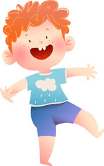Adorable Funny Cartoon Baby Boy Playing Smiling and Laughing. Happy joyful cute boy child character design for kids. Fun colorful vector cartoon illustration for children.