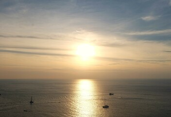 Beautiful ocean sunset light, golden hour
