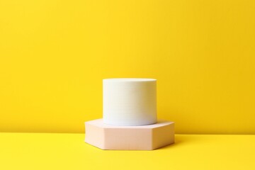 Podiums on a yellow background