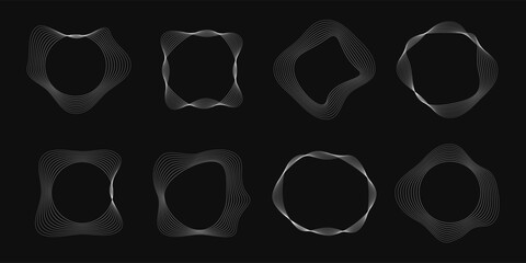 Set of round curved frames with dynamic wavy stripes