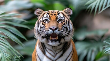 Obraz premium Tiger portrait in jungle foliage