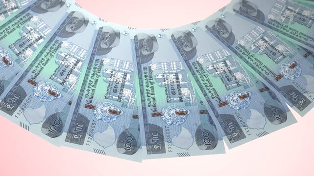 Shiny Looping Design 100 Birr Curency of Ethiopia