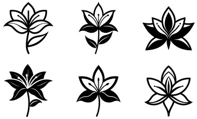 Decorative Black and White Lily or Lotus Flower Designs