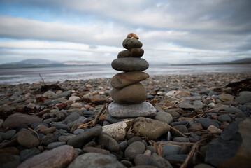 Stone stack on pebble beach