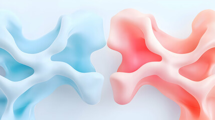 Obraz premium Abstract Pastel Blue and Coral Organic Shapes on White Background