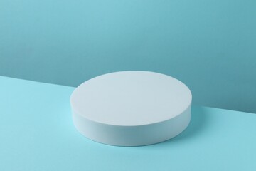 White podium on a blue background