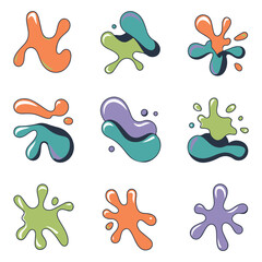 Flat Liquid Splash Icons.