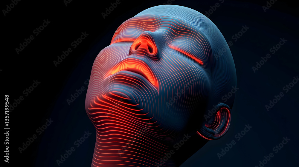 Canvas Prints digital representation of a human face with glowing circuit lines