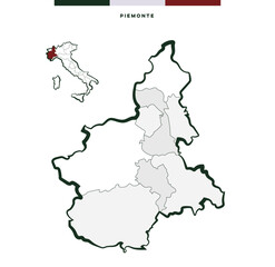 Obraz premium Regione Piemonte in Italia - mappa vettoriale 
