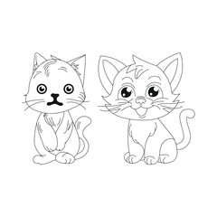 Cat Coloring Book And Pages For Kids Boys And Girls. The Super cute And Awesome cat coloring page Cat character vector Illustrations. Cat Line Art Little Kitten Hand Drawn Kawaii Kids Coloring Book.