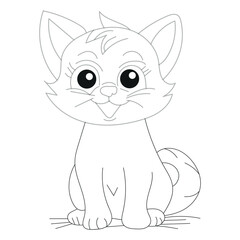 Obraz premium Cat Coloring Book And Pages For Kids Boys And Girls. The Super cute And Awesome cat coloring page Cat character vector Illustrations. Cat Line Art Little Kitten Hand Drawn Kawaii Kids Coloring Book.