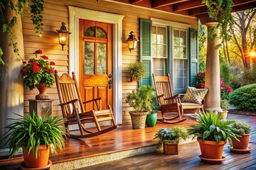 Fototapeta premium Charming Rustic Porch Clipart: Perfect for Home Decor & Crafts