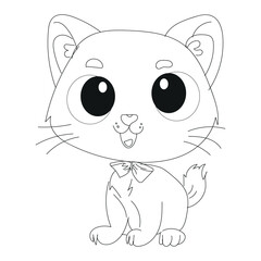 Cat Coloring Book And Pages For Kids Boys And Girls. The Super cute And Awesome cat coloring page Cat character vector Illustrations. Cat Line Art Little Kitten Hand Drawn Kawaii Kids Coloring Book.