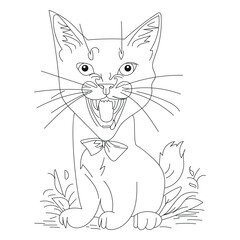 Cat Coloring Book And Pages For Kids Boys And Girls. The Super cute And Awesome cat coloring page Cat character vector Illustrations. Cat Line Art Little Kitten Hand Drawn Kawaii Kids Coloring Book.