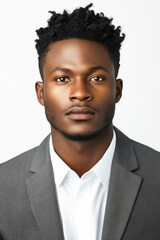 Portrait f&uuml;r Visum oder Reisepass - Junger Mann aus Afrika mit Bart - 25 - 30 Jahre alt