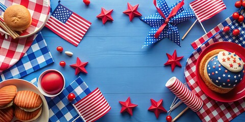 Fototapeta premium Labor Day Festive Clipart: Stars, Stripes & BBQ Fun!
