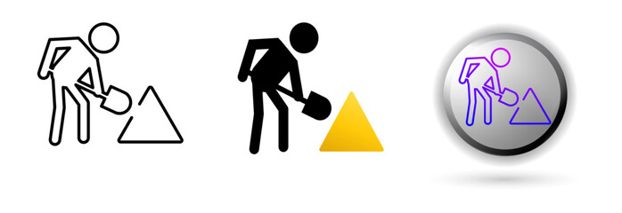 Fototapeta premium Work Progress Icons concept of productivity, work and professional environment. Various styles of outline, solid and glossy effects, ideal for business presentations, corporate websites etc.