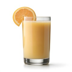 Fresh orange juice glass, studio shot, white background, breakfast beverage