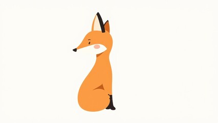Obraz premium Cartoon fox smiling in a minimalist style against a light background 
