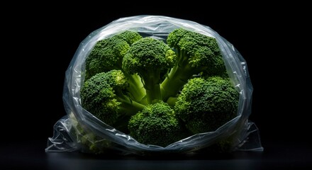 Fresh Broccoli Florets in Plastic Bag Ready for Healthy Cooking