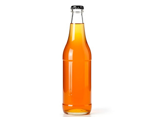 A clean and minimalistic image of a bottle of orange juice, ideal for product and advertising use.