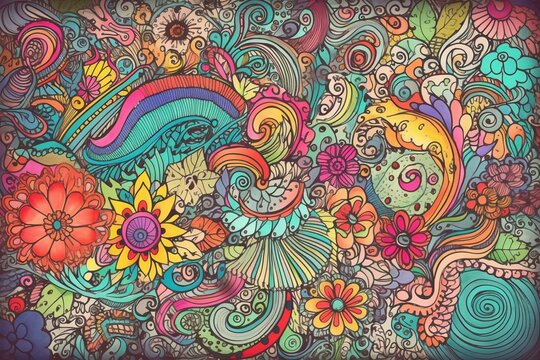 A kaleidoscope of fantasy patterns. An abstract symphony of colors. Generative AI