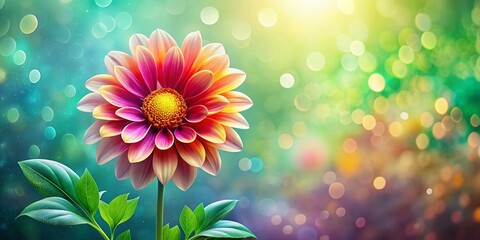 Fototapeta premium Colorful Flower Coloring Page with Bokeh Background - Printable Floral Design for Kids