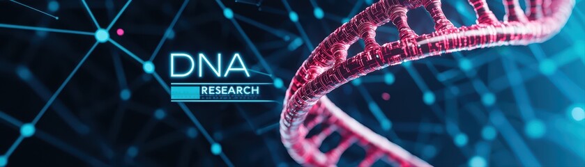 Dna strand with research elements in a blue background