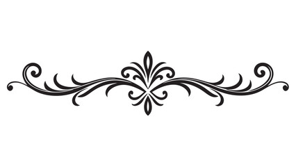 Elegant Decorative Divider Line with Symmetric Ornamental Border, Featuring Floral Motif and Abstract Flourish Filigree Elements